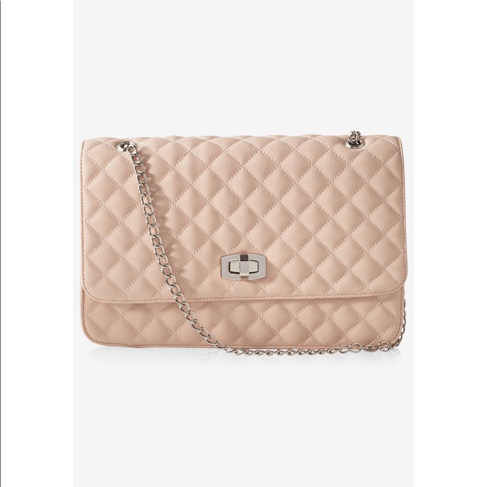 Express blush silver chain quilted crossbody bag